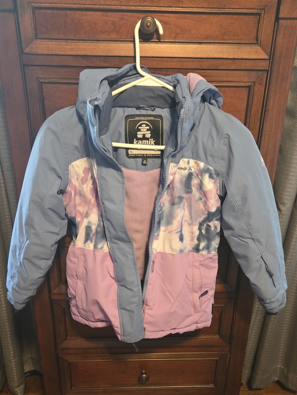 Kamik Girls Light Blue & Lavender Floral-Accent Insulated Puffer Jacket